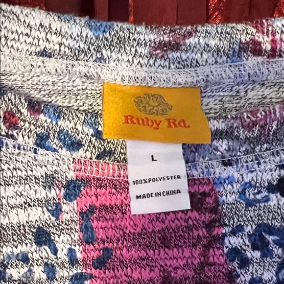 Ruby Rd. Pink and Blue Patterned Sweatshirt - Picture 2 of 4